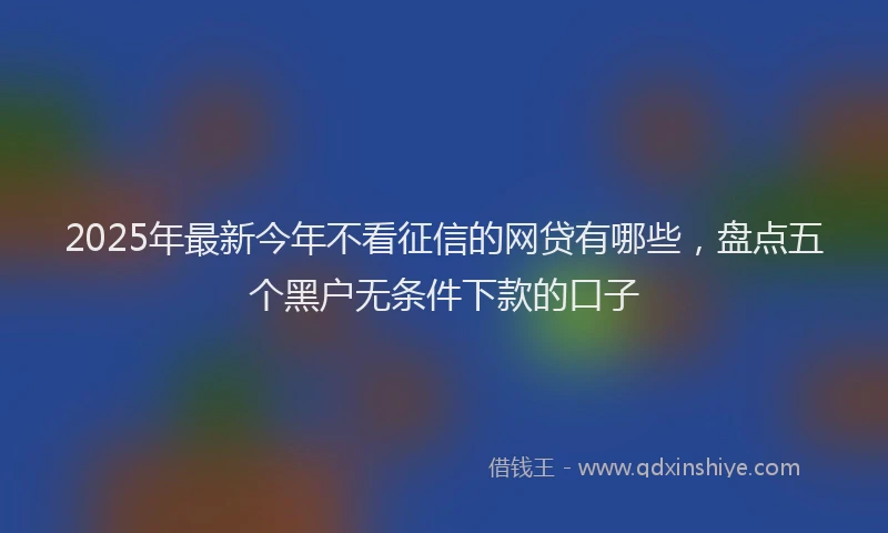 2025年最新今年不看征信的网贷有哪些，盘点五个黑户无条件下款的口子