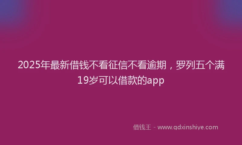 2025年最新借钱不看征信不看逾期，罗列五个满19岁可以借款的app