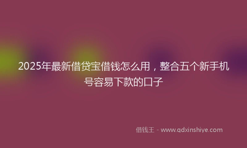 2025年最新借贷宝借钱怎么用，整合五个新手机号容易下款的口子