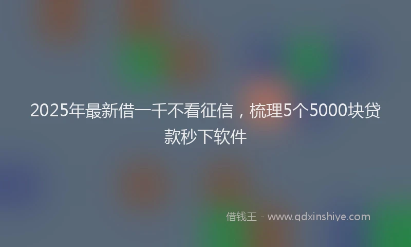 2025年最新借一千不看征信，梳理5个5000块贷款秒下软件