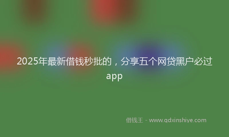 2025年最新借钱秒批的，分享五个网贷黑户必过app