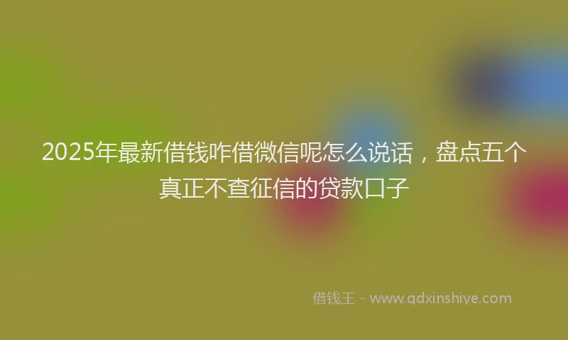2025年最新借钱咋借微信呢怎么说话，盘点五个真正不查征信的贷款口子