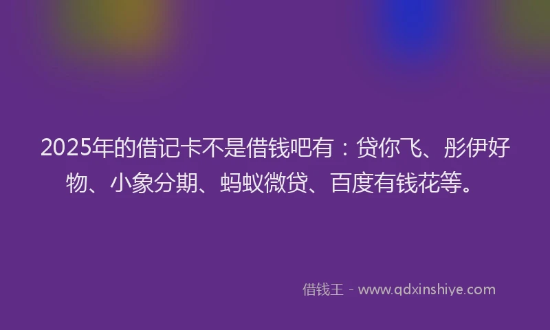 2025年的借记卡不是借钱吧有：贷你飞、彤伊好物、小象分期、蚂蚁微贷、百度有钱花等。