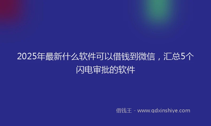 2025年最新什么软件可以借钱到微信，汇总5个闪电审批的软件