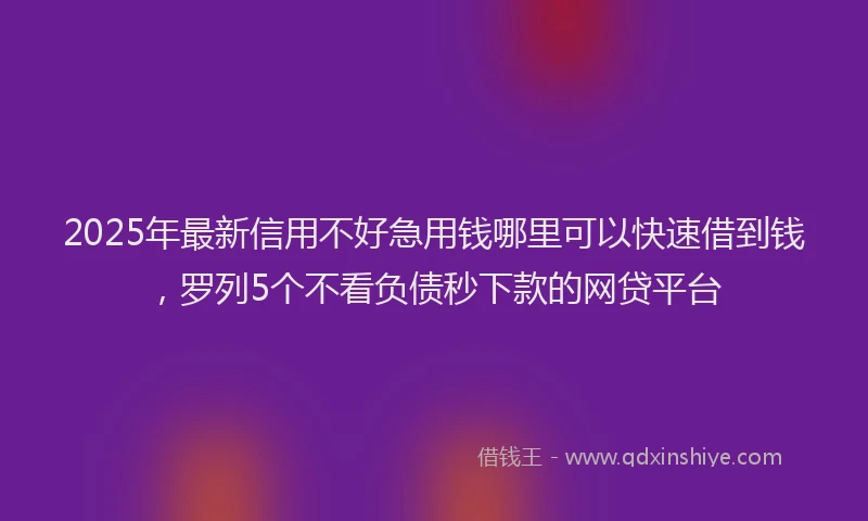 2025年最新信用不好急用钱哪里可以快速借到钱，罗列5个不看负债秒下款的网贷平台