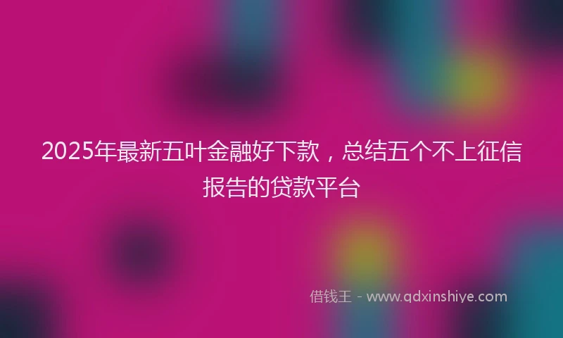 2025年最新五叶金融好下款，总结五个不上征信报告的贷款平台