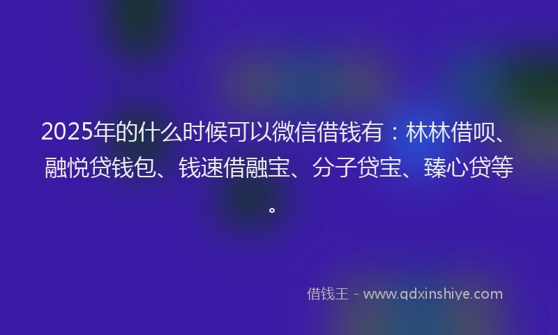 2025年的什么时候可以微信借钱有：林林借呗、融悦贷钱包、钱速借融宝、分子贷宝、臻心贷等。