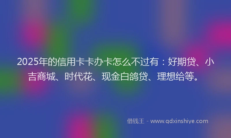 2025年的信用卡卡办卡怎么不过有：好期贷、小吉商城、时代花、现金白鸽贷、理想给等。