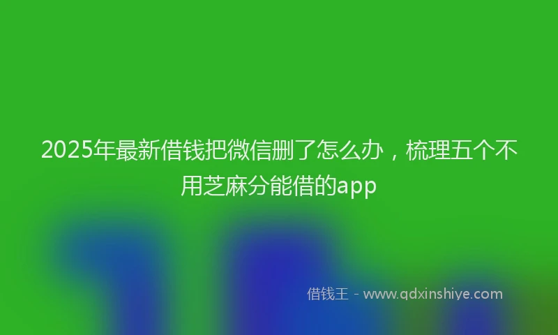 2025年最新借钱把微信删了怎么办，梳理五个不用芝麻分能借的app