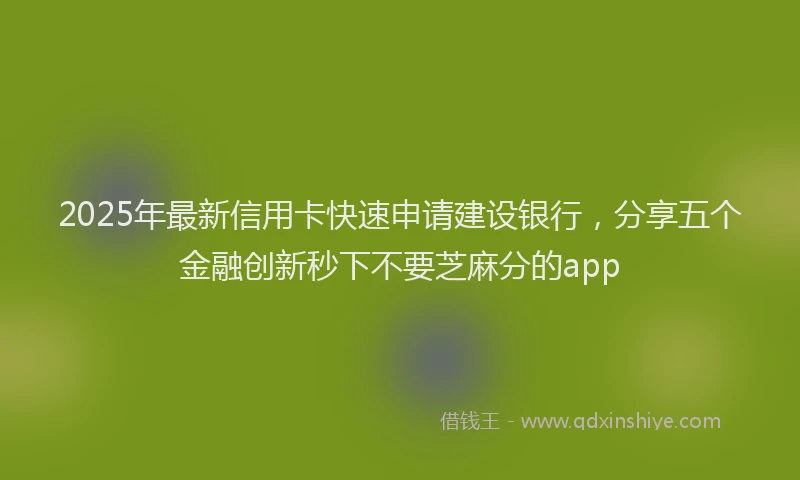 2025年最新信用卡快速申请建设银行，分享五个金融创新秒下不要芝麻分的app