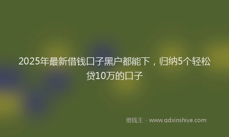 2025年最新借钱口子黑户都能下，归纳5个轻松贷10万的口子