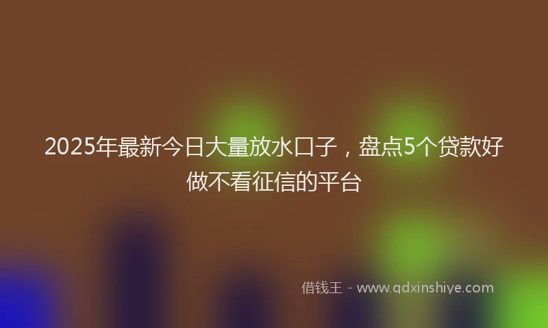 2025年最新今日大量放水口子，盘点5个贷款好做不看征信的平台
