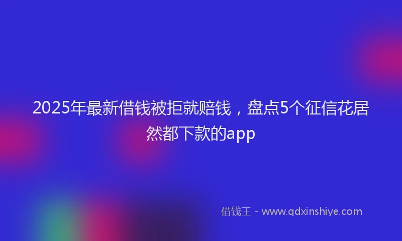 2025年最新借钱被拒就赔钱，盘点5个征信花居然都下款的app
