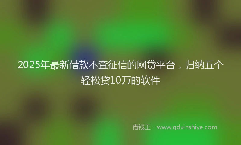 2025年最新借款不查征信的网贷平台，归纳五个轻松贷10万的软件