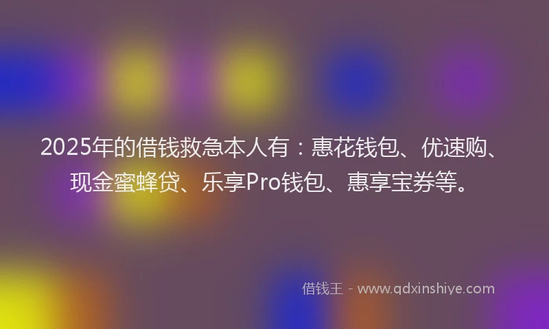 2025年的借钱救急本人有：惠花钱包、优速购、现金蜜蜂贷、乐享Pro钱包、惠享宝券等。