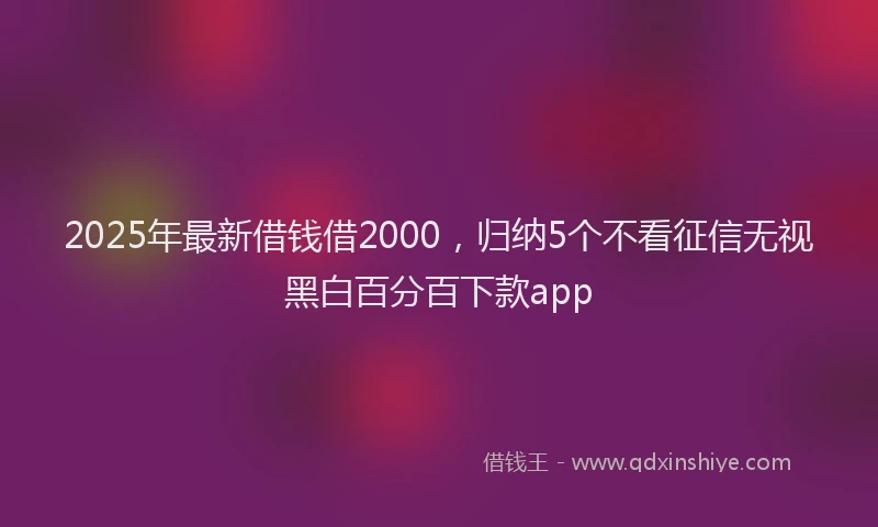 2025年最新借钱借2000，归纳5个不看征信无视黑白百分百下款app