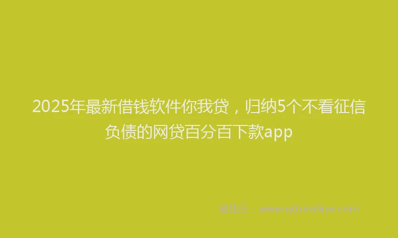 2025年最新借钱软件你我贷，归纳5个不看征信负债的网贷百分百下款app