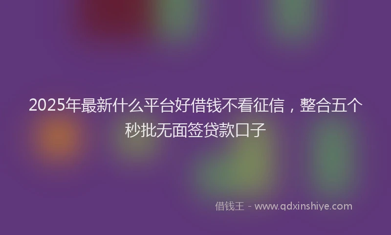 2025年最新什么平台好借钱不看征信，整合五个秒批无面签贷款口子
