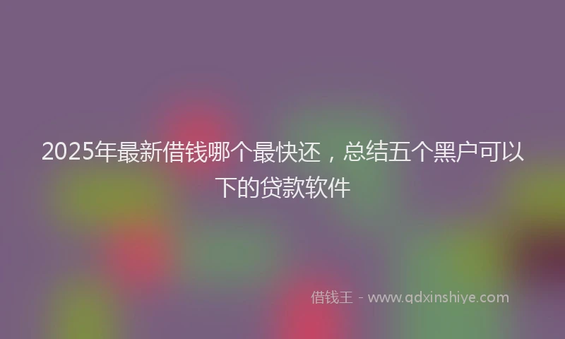 2025年最新借钱哪个最快还，总结五个黑户可以下的贷款软件
