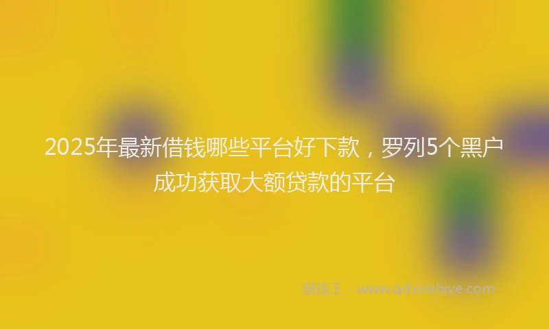 2025年最新借钱哪些平台好下款，罗列5个黑户成功获取大额贷款的平台