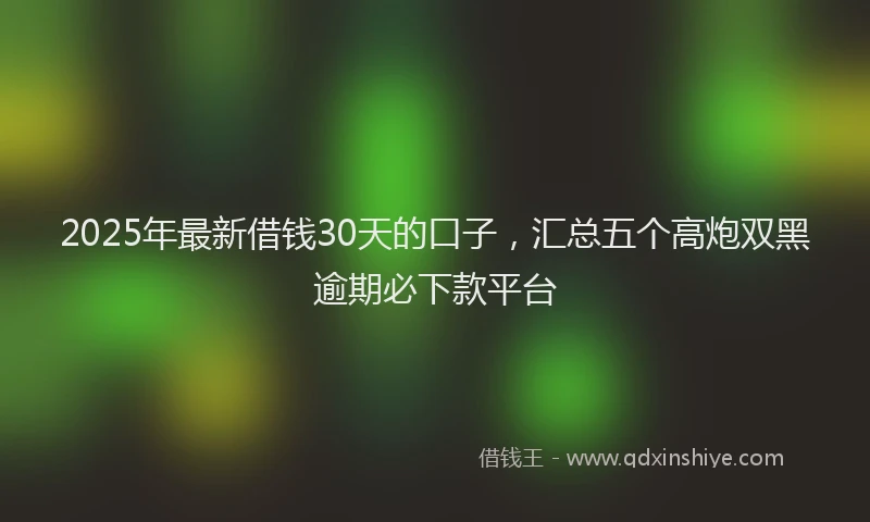 2025年最新借钱30天的口子，汇总五个高炮双黑逾期必下款平台