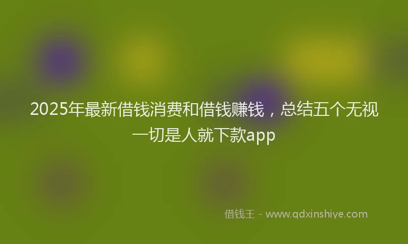 2025年最新借钱消费和借钱赚钱，总结五个无视一切是人就下款app