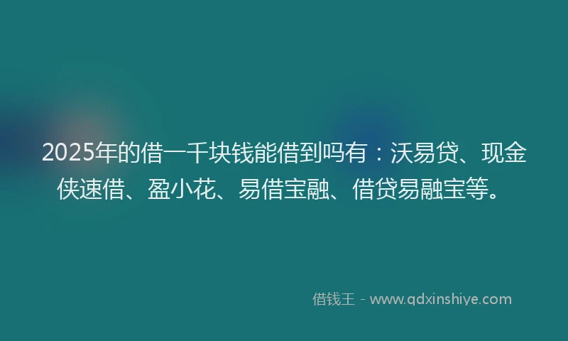 2025年的借一千块钱能借到吗有：沃易贷、现金侠速借、盈小花、易借宝融、借贷易融宝等。