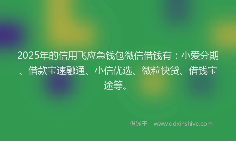 2025年的信用飞应急钱包微信借钱有：小爱分期、借款宝速融通、小信优选、微粒快贷、借钱宝途等。