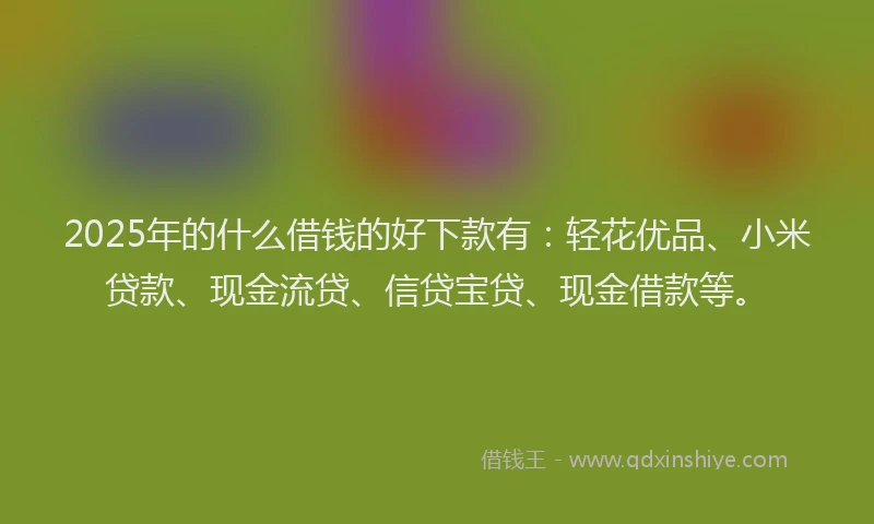 2025年的什么借钱的好下款有：轻花优品、小米贷款、现金流贷、信贷宝贷、现金借款等。
