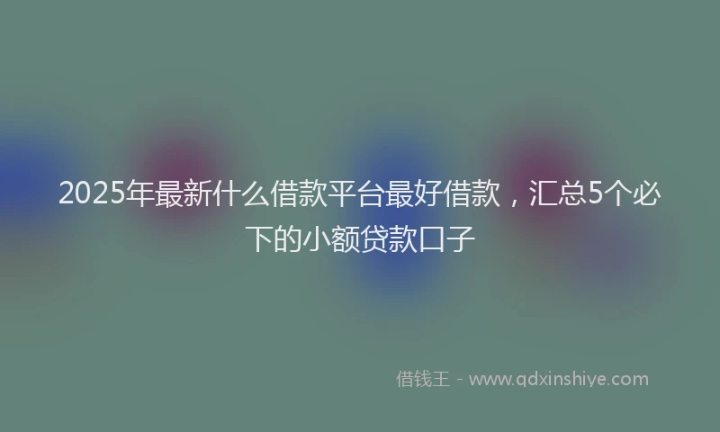 2025年最新什么借款平台最好借款，汇总5个必下的小额贷款口子