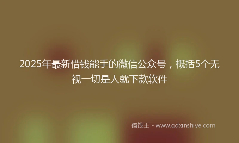 2025年最新借钱能手的微信公众号，概括5个无视一切是人就下款软件