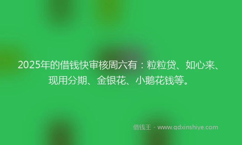 2025年的借钱快审核周六有：粒粒贷、如心来、现用分期、金银花、小鹅花钱等。