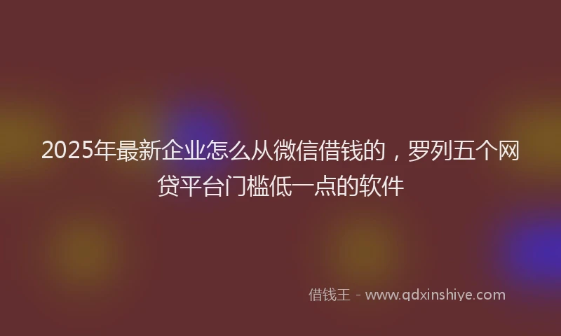 2025年最新企业怎么从微信借钱的，罗列五个网贷平台门槛低一点的软件