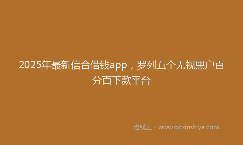 2025年最新信合借钱app，罗列五个无视黑户百分百下款平台