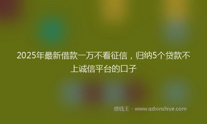 2025年最新借款一万不看征信，归纳5个贷款不上诚信平台的口子