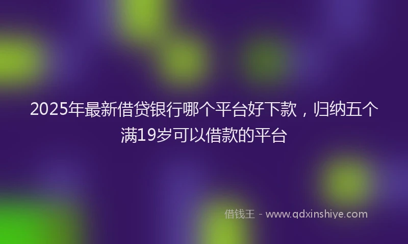 2025年最新借贷银行哪个平台好下款，归纳五个满19岁可以借款的平台