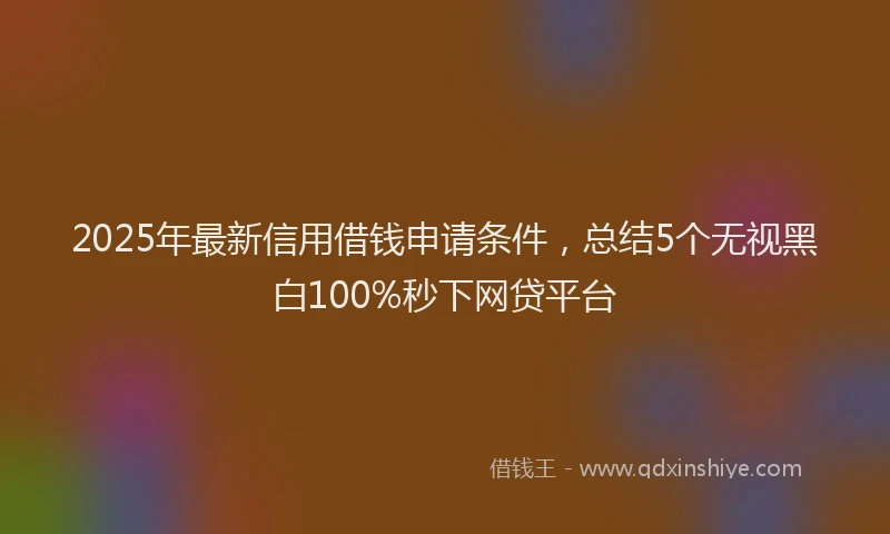 2025年最新信用借钱申请条件，总结5个无视黑白100%秒下网贷平台