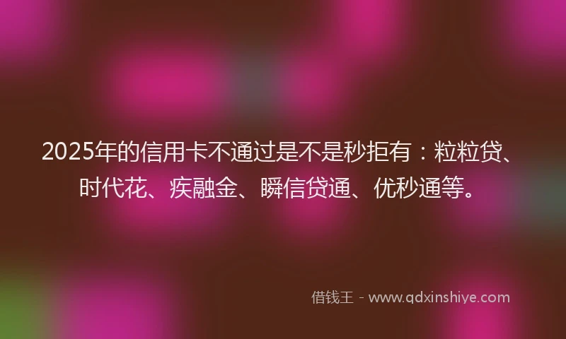 2025年的信用卡不通过是不是秒拒有：粒粒贷、时代花、疾融金、瞬信贷通、优秒通等。