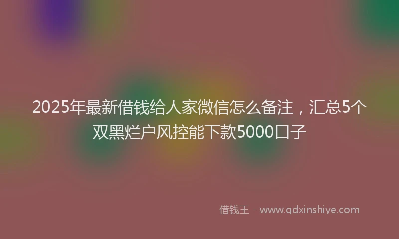 2025年最新借钱给人家微信怎么备注，汇总5个双黑烂户风控能下款5000口子