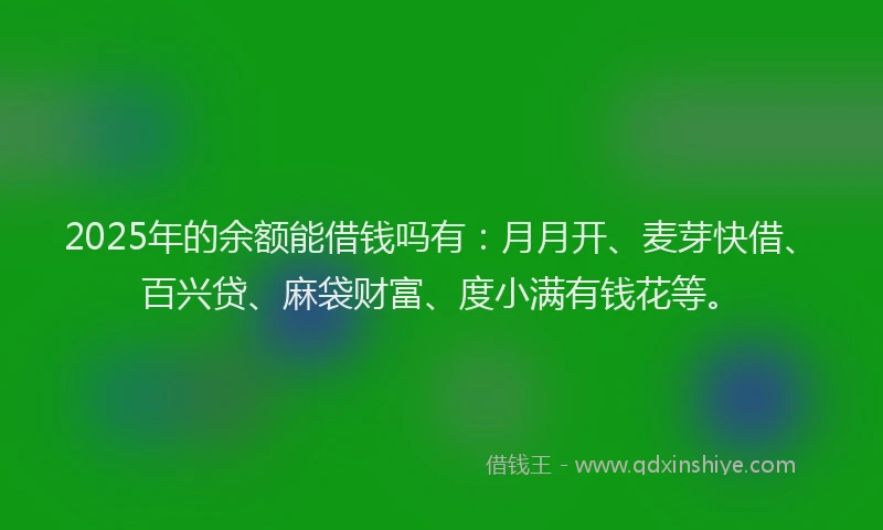 2025年的余额能借钱吗有：月月开、麦芽快借、百兴贷、麻袋财富、度小满有钱花等。