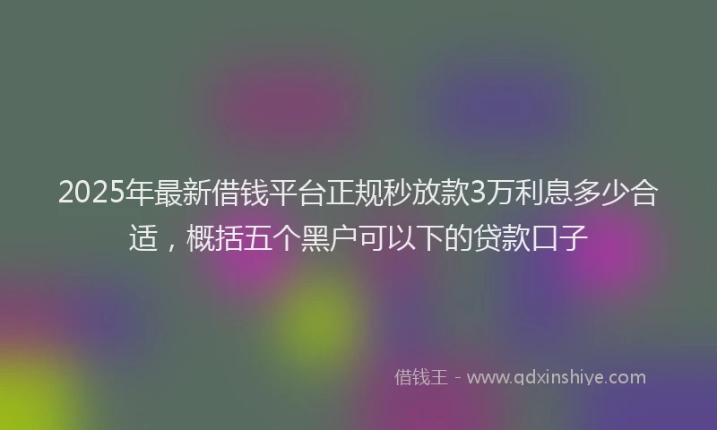 2025年最新借钱平台正规秒放款3万利息多少合适，概括五个黑户可以下的贷款口子