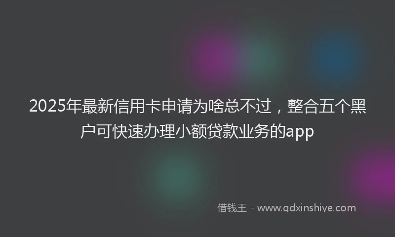 2025年最新信用卡申请为啥总不过，整合五个黑户可快速办理小额贷款业务的app