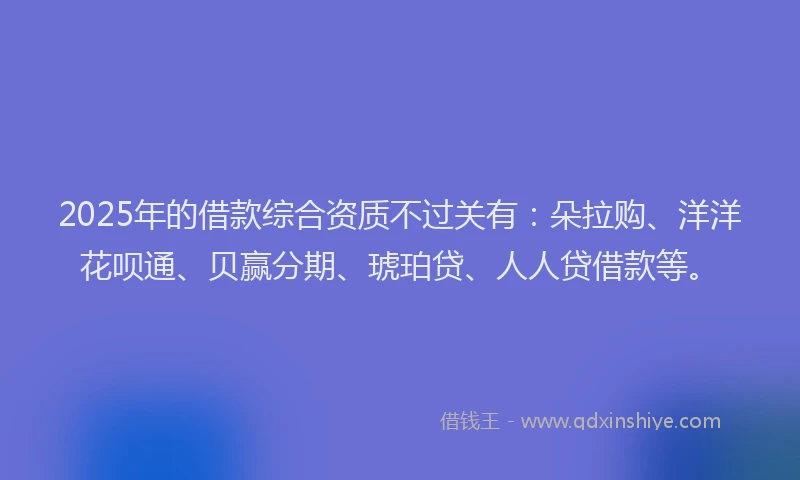 2025年的借款综合资质不过关有：朵拉购、洋洋花呗通、贝赢分期、琥珀贷、人人贷借款等。