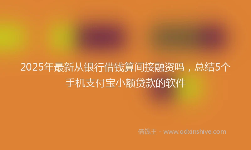 2025年最新从银行借钱算间接融资吗，总结5个手机支付宝小额贷款的软件