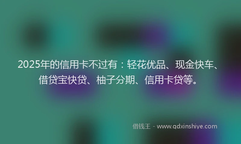 2025年的信用卡不过有：轻花优品、现金快车、借贷宝快贷、柚子分期、信用卡贷等。