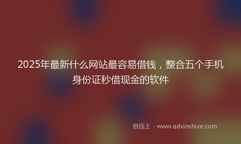 2025年最新什么网站最容易借钱，整合五个手机身份证秒借现金的软件