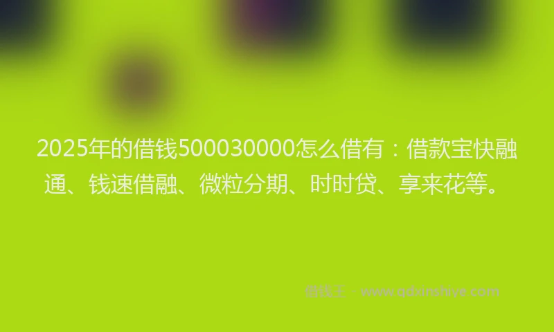 2025年的借钱500030000怎么借有：借款宝快融通、钱速借融、微粒分期、时时贷、享来花等。
