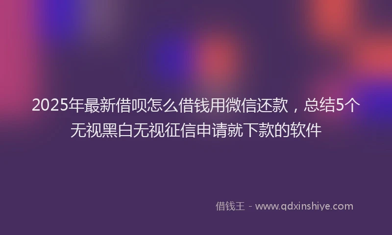 2025年最新借呗怎么借钱用微信还款，总结5个无视黑白无视征信申请就下款的软件