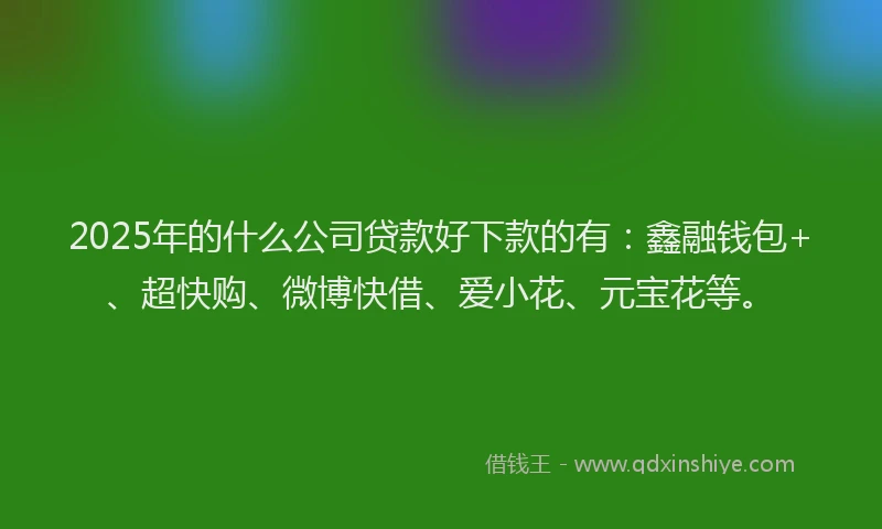 2025年的什么公司贷款好下款的有：鑫融钱包+、超快购、微博快借、爱小花、元宝花等。