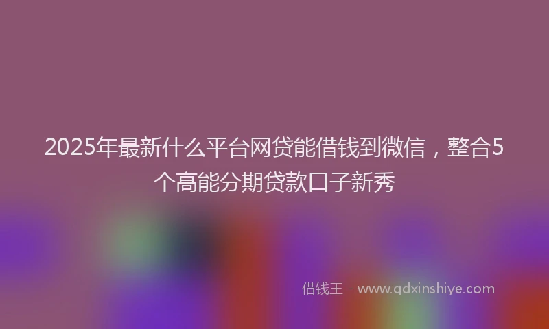 2025年最新什么平台网贷能借钱到微信，整合5个高能分期贷款口子新秀